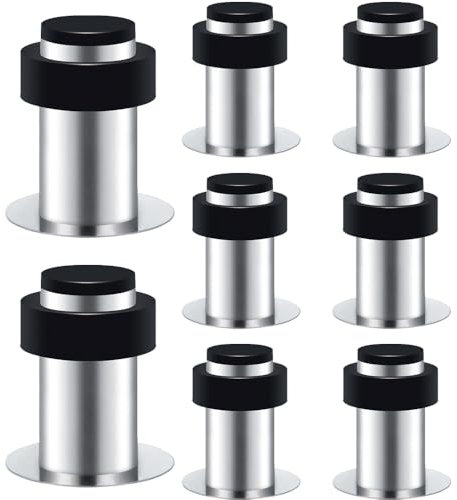 8er Selbstklebender Türstopper, Türstopper zum Schrauben - Montage am Boden oder an der Wand - Edelstahl Gummi Wandtürstopper inkl. Befestigungsmaterial