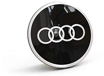 Audi 81A601170 Radzierkappe (1 Stück) Nabenkappe Nabendeckel Radnabenkappe Felgendeckel, schwarz/silber