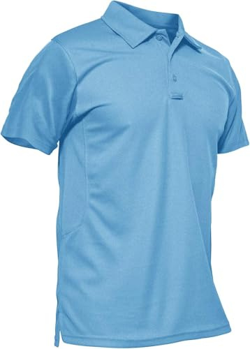 KEFITEVD Sweatshirt Herren Kurzarm Golf Shirt Leicht MTB Fahrrad T-Shirt Basic Sportshirt mit Kragen Outdoor Kleidung Männer Dünnes Sommershirt Hellblau 3XL