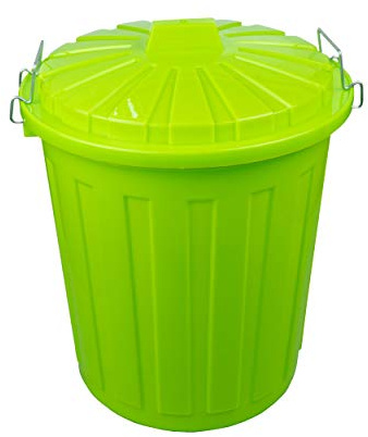 HRB Maxitonne 23 Liter grün, Tonne aus stabilem Hartplastik, abnehmbarer Deckel mit Verschlüssen, geeignet für Wäsche, Spielzeug oder als Mülleimer Küche