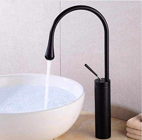 WXJLYZRCXK Sink Tap Bathroom Sink Tap Kitchen Sink Tap 360 Rotation Bathroom Faucet Brushed Golden Bathroom Basin Faucet Basin Sink Faucet Basin Mixer Cold and Hot Art Water Tap,High Black