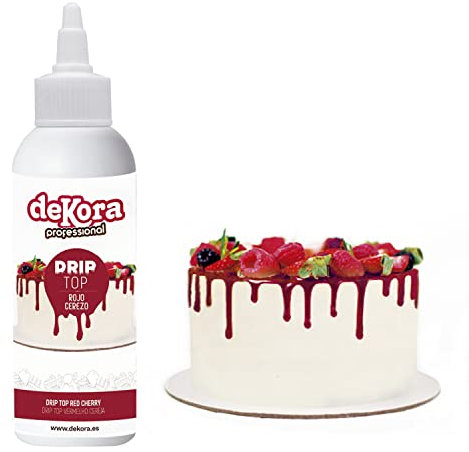 Dekora - Choco Drip Rojo Cerezo | Decoracion para Tartas de Azucar Efecto Goteo - 180 g