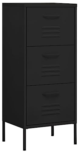 vidaXL Lagerschrank Sideboard Kommode Anrichte Stahlschrank Schrank Beistellschrank Mehrzweckschrank Bücherschrank Standschrank Schwarz 42,5x35x101,5cm Stahl
