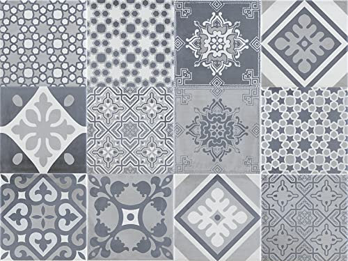 Byzantium - Azulejos para pared y suelo (porcelana, 22,3 x 22,3 cm, 8 azulejos) para salpicaduras sobre fregadero, estante o escalón interior/exterior o para uso como posavasos/placa caliente
