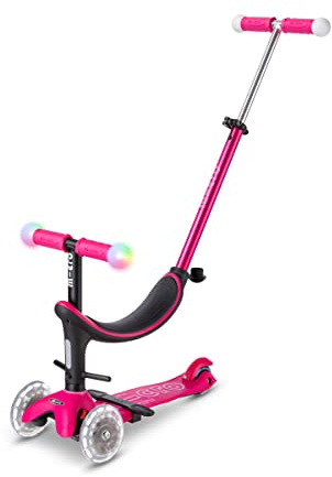 micro™ mini2grow Deluxe LED Magic | Kickboard mit Sitz und Schiebestange | LED-Vorderrollen & leuchtende Handgriffe | mitwachsender Lenker höhenverstellbar | ab 12 Monaten | 4 Farben erhältlich