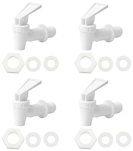 4 dispensadores de bebidas de plástico, grifo, dispensador de agua, grifo de repuesto, adecuado para bebidas frías y calientes, barril de cerveza, vidrio, café, zumo, fuente de agua, blanco y negro