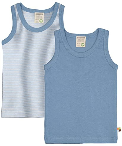 loud + proud Unisex Children's Double Pack, Fine Rib, Organic Cotton and GOTS Certified Vest, Dusk, 122-128