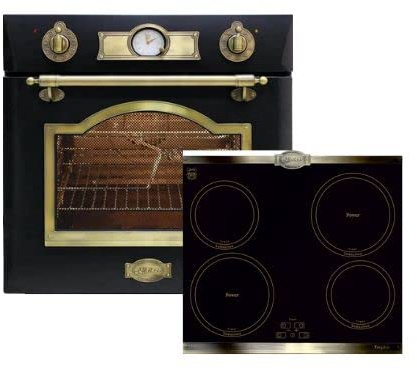 Kaiser EH 6355 Em +KCT6395IEm, Independiente, Juego de horno empotrable retro, 8 funciones + placa vitrocerámica de gas 60 cm, gas natural y propano