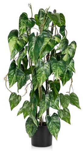 Fake Plants 76cm Artificial Plants Indoor in Black Pots Decorative Faux Pothos Plants Potted Large Floor Plant Tree Artificial Golden Devil's Ivy Vine Plant for Office Home Bathroom Outdoor Decor