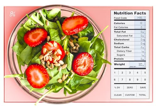 Greater Goods Balance nutritionnelle avec verre de qualité alimentaire, parfaite pour compter les calories, la préparation des repas et la perte de poids (rose corail)