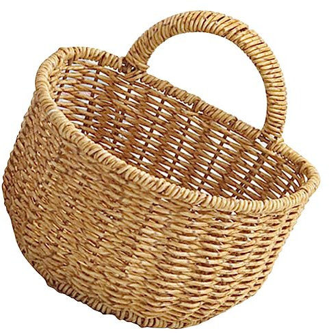 Zerodeko Handwoven Kitchen Storage Basket Hanging Woven Container for Bathroom Kitchen Rustic Rattan Effect Design for Organizing Sundries and Enhancing Home Decor