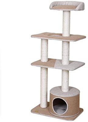 PIPONS Katzenbaum Kratzbaum Sisal-Kratzbaumhaus Mit Sprungplattform Multifunktionales Klettergerüst Für Große Katzen, Kätzchen, Das Haustier-Spielzeug-Haustier Spielt katzenkratzbaum