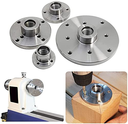 Placa frontal del torno de madera, brida del torno de madera roscada de acero plateado for M33 M18 1 pulgada roscada de la máquina de torneado de la brida del mandril ( Color : 1 PC , Size : 100mm-M33