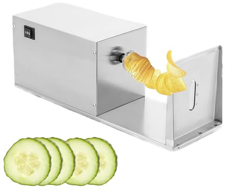 Kindevieft Tornado Potato Cutter, Automatic Potato Slicer, Electric Stainless Steel Fry Cutter Potato Twister, Curly Fry Cutter for Cucumber Carrot Onion Zucchini Spiral Vegetable Cutter