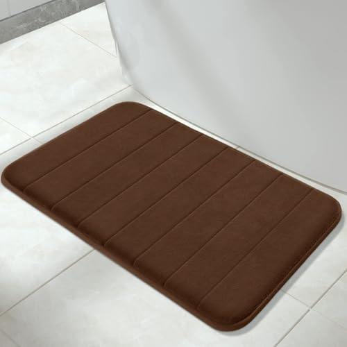 Yimobra Tapis de bain antidérapant, 80 x 50 cm, Super absorption d'eau, Épais, Lavable en machine, Facile à sécher – Tapis de salle de bain – Marron