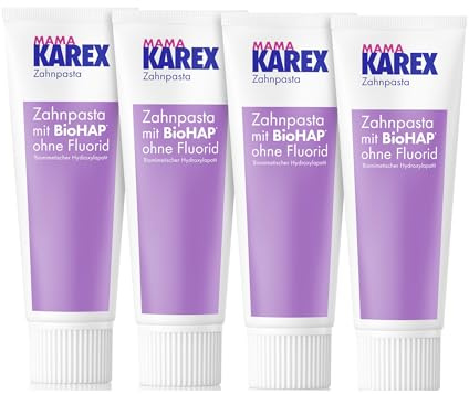 Mama KAREX Zahnpasta - 4 x 75 ml - Für werdende und stillende Mütter - Wirkt effektiv gegen Karies, ganz ohne Fluorid