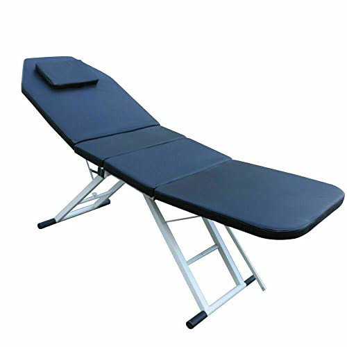 Massageliege, schwarz, tragbar, zusammenklappbar, Beauty-Bett für Salon, Kosmetikliege, faltbare Stange, Massagebett – Salon-Klapp-Massageliege