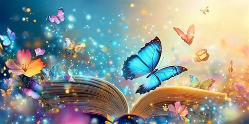5D Diamond Painting Libro Pintura Diamante Mariposa Diamond Painting Kit Completo Adultos, DIY Cristal Gem Punto de Cruz Manualidades Pintar Kits, Home Wall Room Decor, Regalos para Mujer, 70X140CM