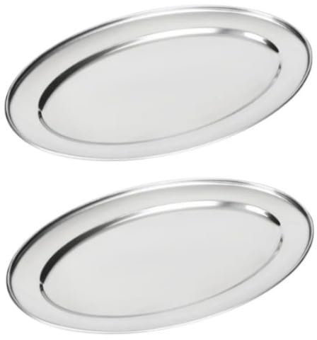 Chef-hub 60cm Oval Stainless Steel Serving Platter Set of 2