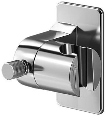 Soporte Ducha Sin Taladro, Sin Necesidad de Taladrar, Soporte para Ducha Baño de Angulo Ajustable Adhesivo Pared, Giratorio 360°, Resistente al Agua y al Óxido, Plata