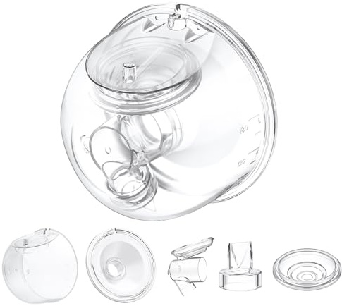 One Full Milk Collector Cup Sets with Flange 27mm Only Compatible With Momcozy S12 Pro/S9 Pro Pump, NOT for S9/S12, Replacement Pump Part with Valve, Flange, Diaphragm,Linker, Collector (27mm Overall)