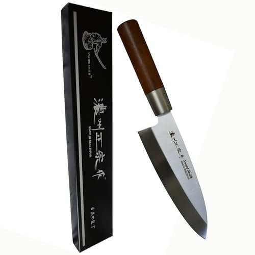 Satake Masamune Deba Couteau 160 mm – Couteau à fileter japonais pour poissons et volailles – Lame en acier inoxydable au molybdène – Manche en bois de bouleau – Fabriqué à Seki City, Japon