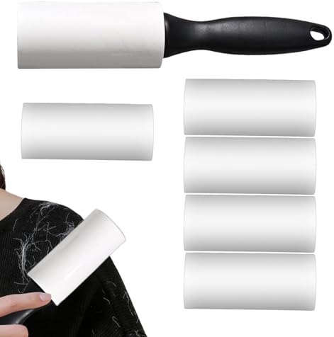 Quitapelusas para Ropa - Rollo de Cinta para Pelusa en Abrigos | Herramienta Multiusos Eliminadora de Pelusas y Pelos con Mango Ergonómico para Alfombras Tela Muebles Ropa Coche