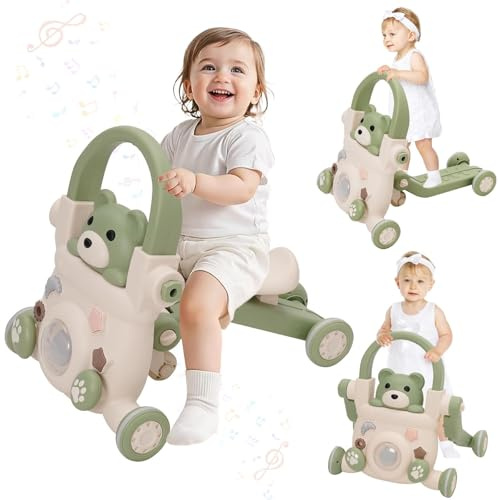 Baby Lauflernwagen 3 in1,mit Lichtern, Musik und Spielzeug,Regulierbarer Geschwindigkeit Baby Walker,Roller,Laufräder,Kann das Gewicht Erhöhen,Geschwindigkeit Für Babys ab 6 Monaten