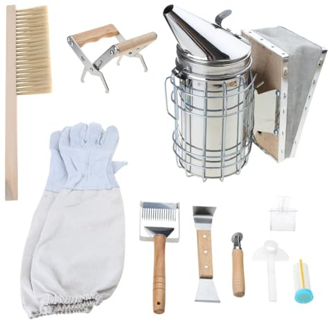Kalttoy Imkereibedarf-Werkzeug-Set, Bienenstock, Smoker, Bürste, Handschuhe, Schaber, Honigmesser