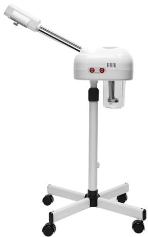 Vaporizador facial de ozono, 800 W, máquina de belleza hidratante vertical, 600 ml, capacidad ajustable, boquilla giratoria blanca, sauna facial con apagado automático