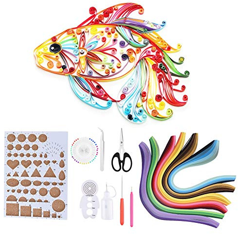 Kit de Bricolaje de Papel para Filigrana, Juego Completo para Crear Formas 3D para Amigos y Familiares, Herramienta de Filigrana de Metal y Plástico con Papel de Degradado, 14 Tiras de,