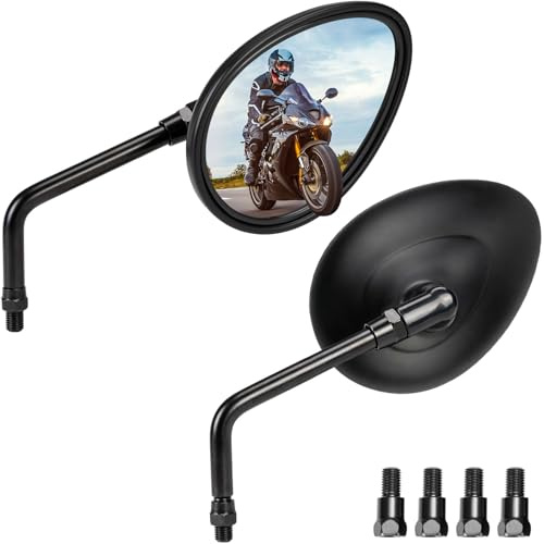 KEMIMOTO Retrovisores Moto, Espejos Universales M10 con Soportes, Espejos de Aluminio de Alta Resistencia para Motocicletas, Scooters, Choppers, ATV y Bicicletas Eléctricas