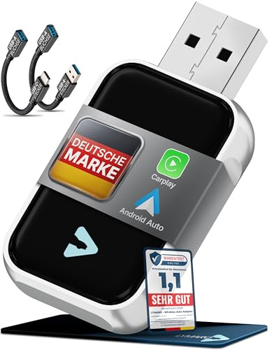 Lymaro Carplay Wireless Adapter & Android Wireless Adapter fürs Auto – USB-A Plug & Play Nachrüstadapter, Upgrade auf kabelloses Apple CarPlay & Android Auto (Silver)