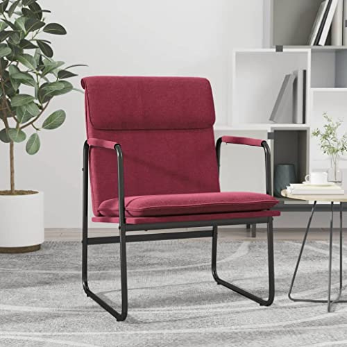 SooIarix Loungefåtölj, vinröd, 55 x 64 x 80 cm, tyg, metallram, stoppstol med halkfria ben, bekväm öronfåtölj för vardagsrum och sovrum