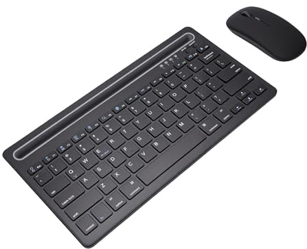 Garsent Combo de Teclado y Mouse Inalámbricos de Modo Dual, Juego de Teclado y Mouse Bluetooth 2.4G, Mini Recargable de 78 Teclas para PC, Computadora Portátil Tableta