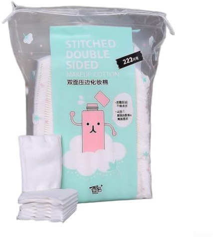 Lot de 222 tampons démaquillants réutilisables en coton extra épais non pelucheux double face pour peau sensible et nettoyage du visage 6 x 5 cm (222 pièces par paquet)