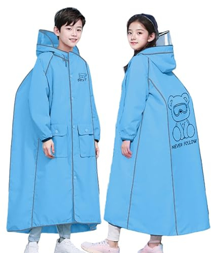 Générique Veste De Pluie ImperméAble Pour Enfant Fille GarçOn - Veste à Capuche - Poncho De Pluie - Manteau De Pluie Pour L'ExtéRieur, Le VéLo, L'éCole, Le Chemin Scolaire - 10-16 Ans