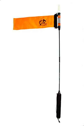YakAttack VisiCarbon Pro Kayak Visibility Light with Flag | 48 Collapsible Safety Pole | LED Light, 100-Hour Runtime | MightyMount & GearTrac Ready (CPM) | Kayak Fishing Accessories