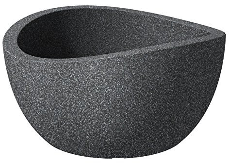 Scheurich Wave Globe Bowl, runde Pflanzschale aus Kunststoff, Schwarz-Granit, 40 cm Durchmesser, 21 cm hoch, 12 l Vol.