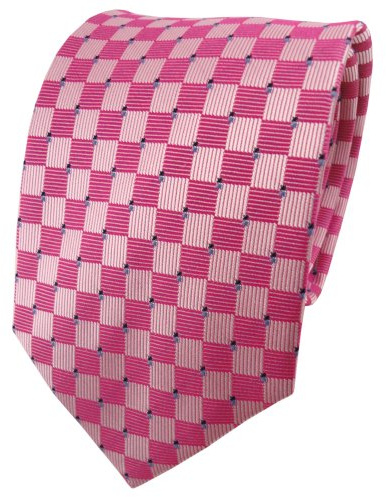 TigerTie Designer Seidenkrawatte in rosa pink silber blau kariert