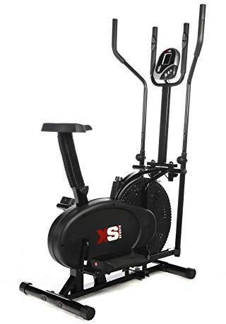 XS Sports CT310 2 in 1 Elliptical and Stationary Exercise Bike - Upright Indoor Cycling Cross Trainer Machine - Home Gym Fitness Equipment for Cardio Workout