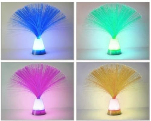 Playlearn 25cm Fibre Optic Lamp Colour Changing Sensory Lamps for Bedroom or Table -4 Colours Fibre Optic Fountain Light Lamp Home Interior Design- Novelty Led Fibre Optic Lamp for Home Decoration