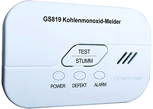 Jeising GS819 CO Melder mit 10 Jahre Elektrochemischer Sensor CO-Gas-Melder gemäß EN50291-1:2010 inklusiv austauschbarer Batterie