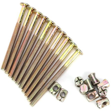 10pcs M6 Carbon Steel Screw, Fastening Parts Bolts Bolts With Barrel Nuts Dowel Nut Furniture Connector Fastener(90mm)