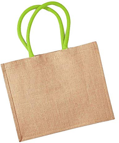 Westford Mill Jutetasche/Einkaufstasche, 21 Liter (2 Stück/Packung) (Einheitsgröße) (Natur/Limette)
