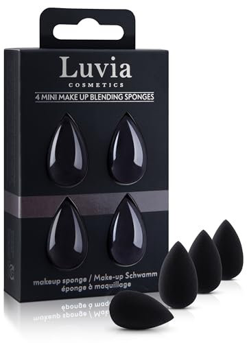 Luvia Beauty Blender - Juego de 4 esponjas de maquillaje en color negro, esponja supersuave para una aplicación precisa y amplia