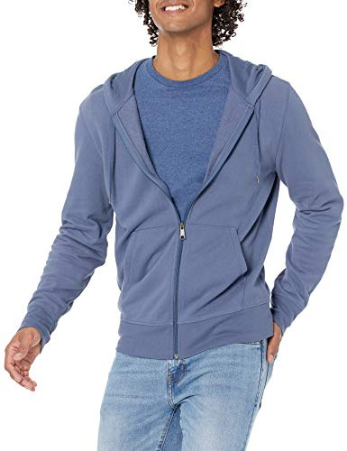 Amazon Essentials Felpa Leggera con Cappuccio in French Terry con Zip Integrale vestibilità Comoda Uomo, Indaco, L