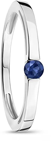 OROVI Schmuck 9 Karat (375) Gold Damen Ring Weißgold mit Edelstein Geburtsstein September blauer Saphir Verlobungsring