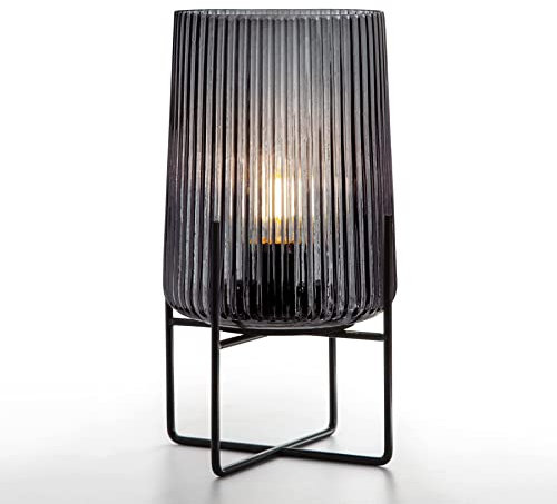 MJ PREMIER Tischlampe Kabellos,Batteriebetrieben Tischlampe Vintage Tischleuchte Ohne Kabel Nachttischlampe Glas mit Timerfunktion Akku Led Tischlampen Outdoor für Außen Wohnzimmer,Balkon, Garten S