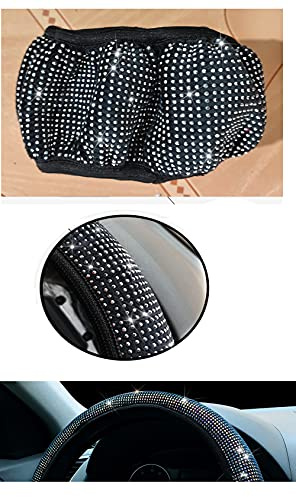 Lenkradbezug Glitzer,Bling Bling Lenkradabdeckung Universal Rutschfest Vollrhinestones Lenkradhülle Lenkrad Abdeckung Lenkradschoner Auto-Dekorzubehör für Frauen Damen Mädchen Auto Zubehör,Silber